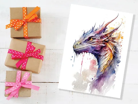 Watercolour Dragon Birthday Card - View 5