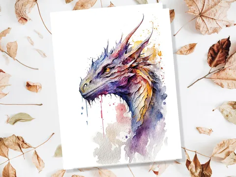 Watercolour Dragon Birthday Card