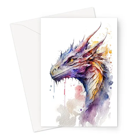 Watercolour Dragon Birthday Card - View 2