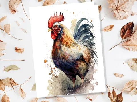 Rooster Birthday Card – Farmer & Chicken