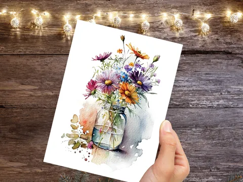 Floral Vase Painting Card