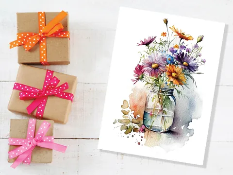Floral Vase Painting Card - View 5
