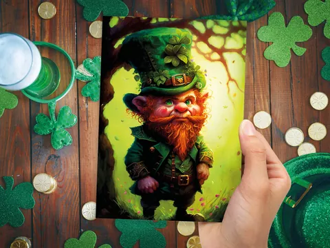 Whimsical Leprechaun Illustration Card - View 6