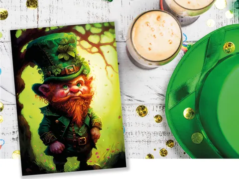 Whimsical Leprechaun Illustration Card