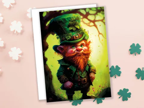 Whimsical Leprechaun Illustration Card - View 4