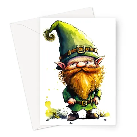 Ginger Beard Leprechaun Good Luck Card - View 2