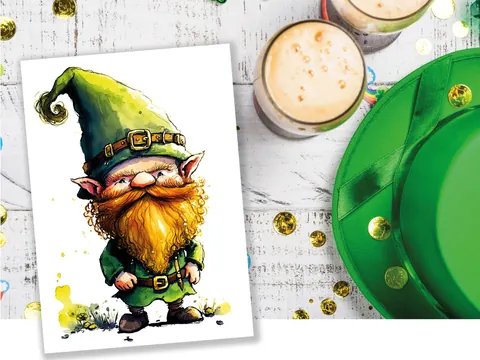 Ginger Beard Leprechaun Good Luck Card - View 7