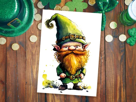 Ginger Beard Leprechaun Good Luck Card - View 6