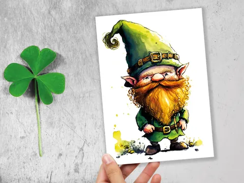 Ginger Beard Leprechaun Good Luck Card