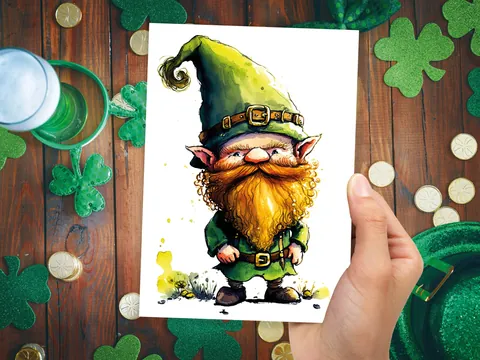Ginger Beard Leprechaun Good Luck Card - View 5
