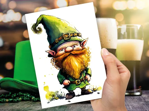 Ginger Beard Leprechaun Good Luck Card - View 8