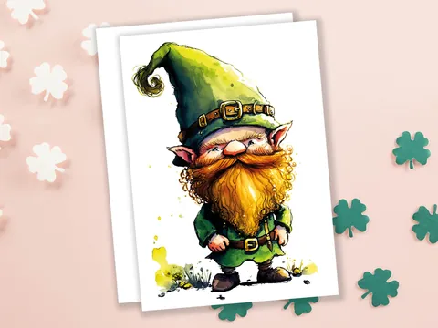 Ginger Beard Leprechaun Good Luck Card - View 4