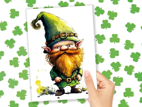 Ginger Beard Leprechaun Good Luck Card - View 10