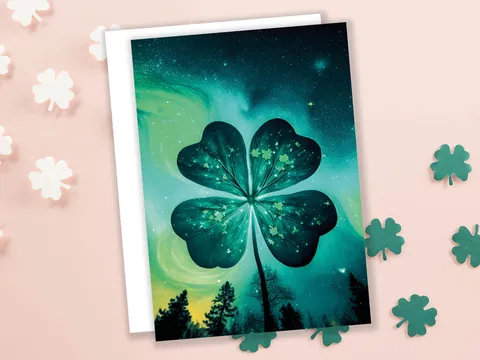 Lucky Four Leafed Clover Card