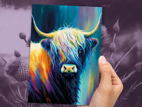 Pastel Highland Cow Greeting Card - View 9