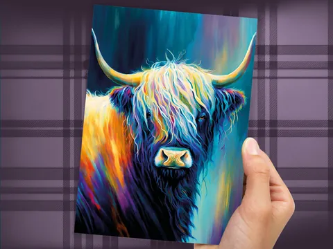 Pastel Highland Cow Greeting Card - View 5
