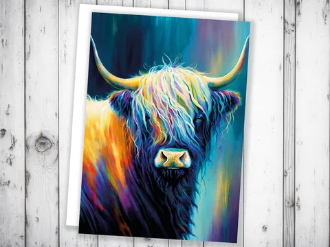 Pastel Highland Cow Greeting Card - View 7
