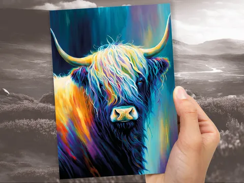 Pastel Highland Cow Greeting Card - View 8