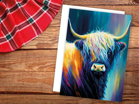 Pastel Highland Cow Greeting Card - View 4