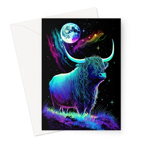 Highland Cow Birthday Card – Galaxy Sky - View 3