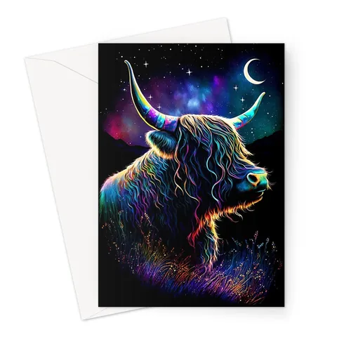 Whimsical Highland Cow Birthday Card - View 2