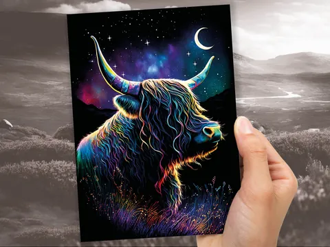 Whimsical Highland Cow Birthday Card - View 8
