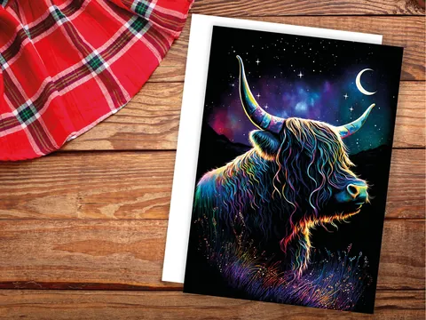 Whimsical Highland Cow Birthday Card - View 4