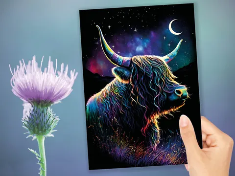 Whimsical Highland Cow Birthday Card - View 10