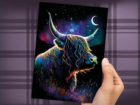 Whimsical Highland Cow Birthday Card - View 5