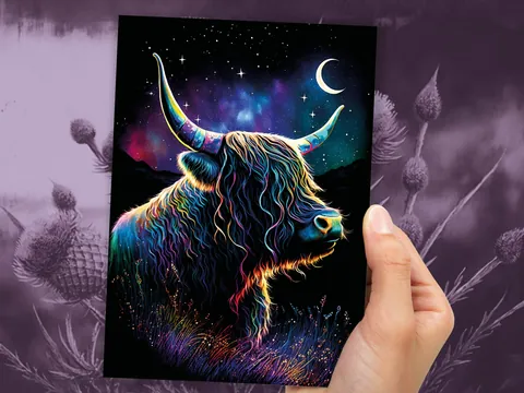 Whimsical Highland Cow Birthday Card - View 9