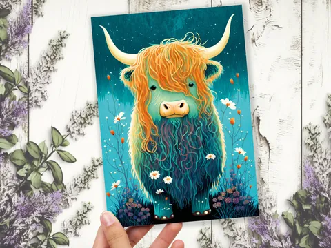 Cute Highland Cow Birthday Card - View 7