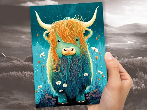 Cute Highland Cow Birthday Card - View 8