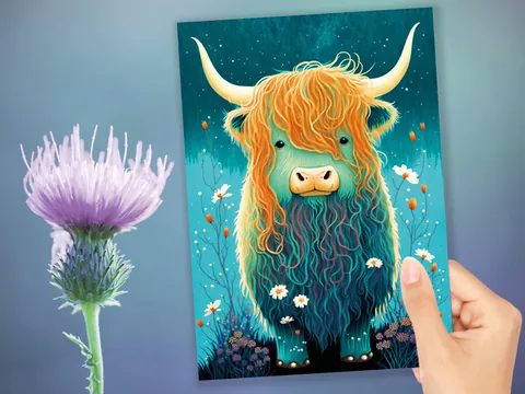 Cute Highland Cow Birthday Card - View 2