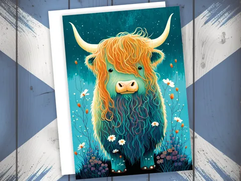 Cute Highland Cow Birthday Card - View 3