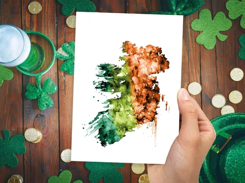 Watercolour Map of Ireland Card - View 7