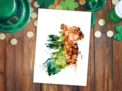 Watercolour Map of Ireland Card