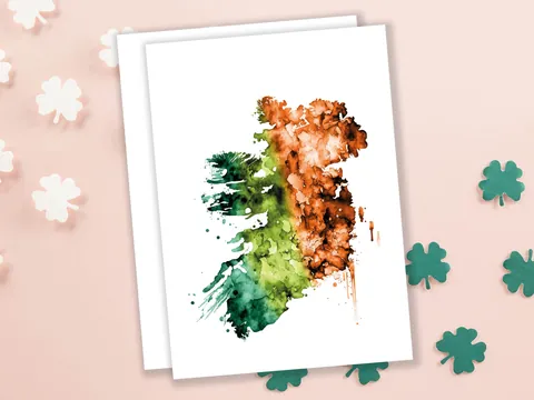 Watercolour Map of Ireland Card - View 9