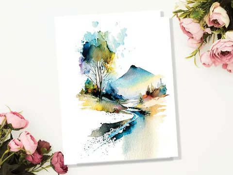 Watercolour Volcano Mountain Card - View 5