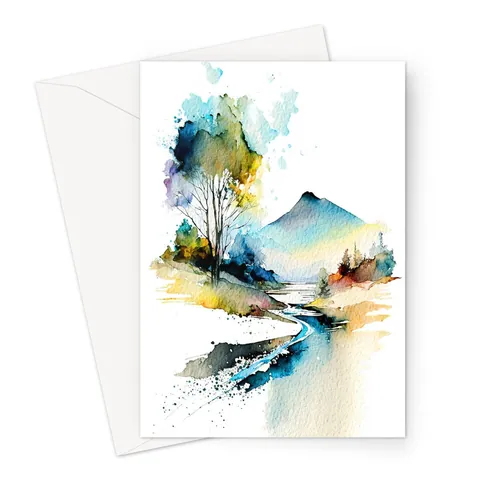 Watercolour Volcano Mountain Card - View 3