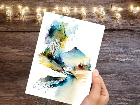 Watercolour Volcano Mountain Card - View 6