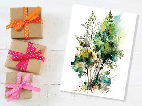 Green Foliage Trees Card Wildlife Notelets Any Occasion Notes Landscape Nature Lover Just Because Birthday Leaves Painting Greeting Cards - View 8