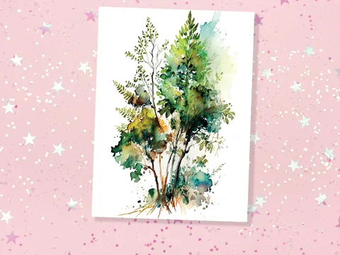 Green Foliage Trees Card Wildlife Notelets Any Occasion Notes Landscape Nature Lover Just Because Birthday Leaves Painting Greeting Cards - View 7
