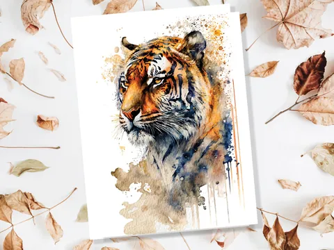 Year of the Tiger Birthday Card Big Cat Notelets Wild Animal Art Thinking Of You Happy Birthday Watercolour Painting Greeting Cards - View 6