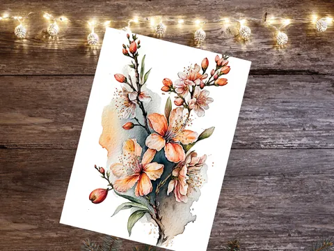 Peach Flowers Card - View 9