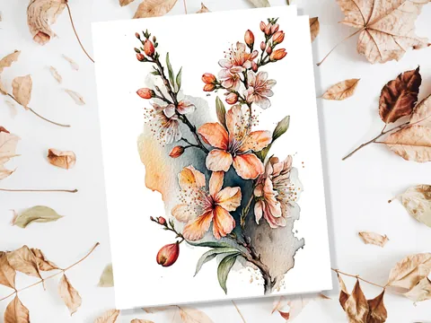 Peach Flowers Card - View 7