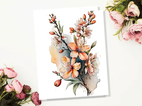Peach Flowers Card - View 4
