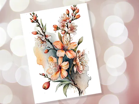 Peach Flowers Card - View 8