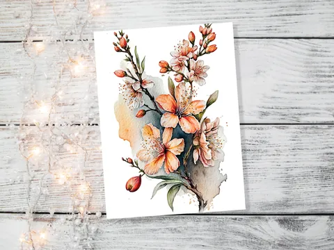 Peach Flowers Card - View 5