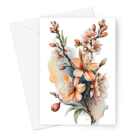 Peach Flowers Card - View 2