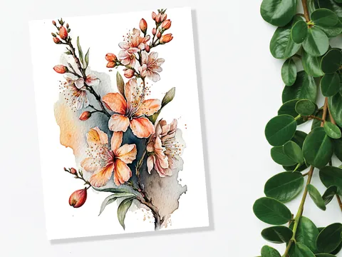 Peach Flowers Card - View 10